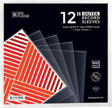 Big Fudge 12" Vinyl Record Sleeves - Outer Sleeves 100 Pack - Crystal Clear High