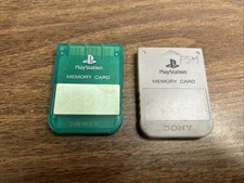 Lot of 2 Playstation 1 PS1 OEM 15 Block Memory Card SCPH-1020 green Gray