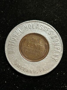 1947 Oreland Pennsylvania Encased Cent Token National Molasses Co. PA222