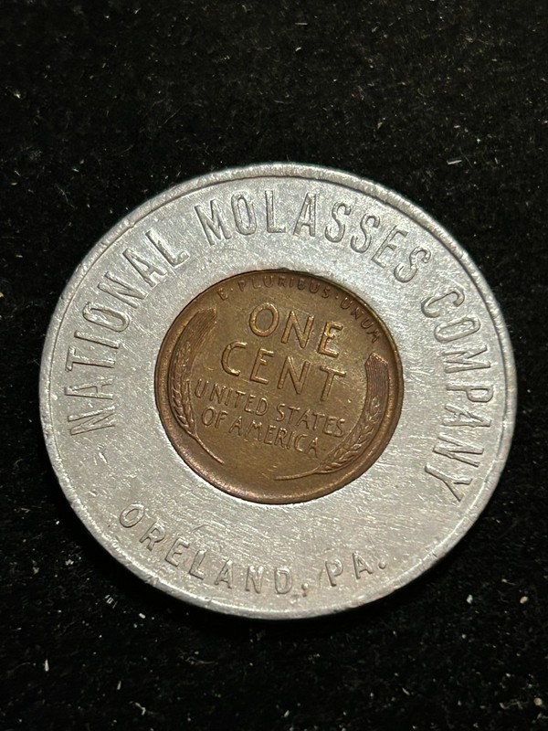 1947 Oreland Pennsylvania Encased Cent Token National Molasses Co. PA222