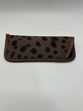 Leopard Print Soft Eyeglass Case 6 Fabric Sunglasses Pouch Brown Trim