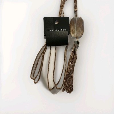 The Limited Gold-Tone Long Pendant Necklace with Fringe Tassel