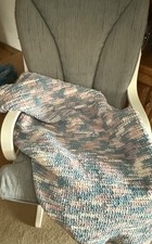 NEW Handmade Knitted Baby Blanket/Play Mat Soft - Pink, Blue And White