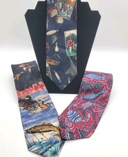 Lot Of 3 Fish Theme Mens Ties Multicolor Variety Neckties
