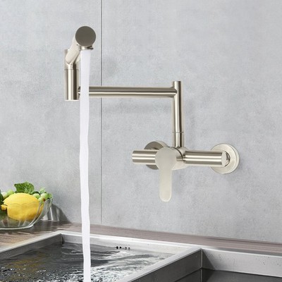 Wandarmatur Küche 360° Drehbar Faltbar Einhebelmischer Messing Silber Brass