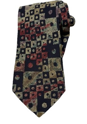 Geoffrey Beene Vintage 90s 100% Silk  Black Tie Abstract Geometric Modern Italy