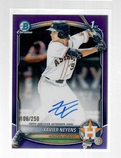 2025 Bowman Draft Xavier Neyens 106/250 Purple Refractor Auto Astros Autograph