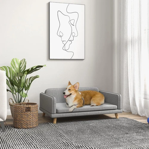 PawHut Dog Sofa Bed with Legs, Water-Resistant Fabric Grey - Picture 2 of 9