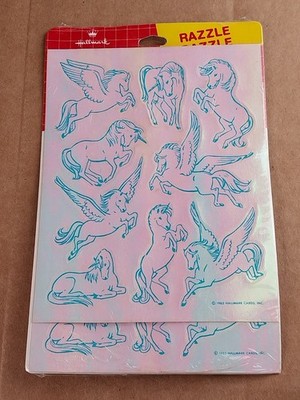 Vintage Sealed Hallmark Razzle Dazzle Stickers 1983 Unicorns 2 Sheets Rare
