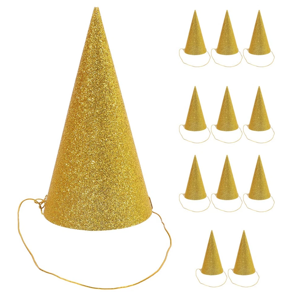 12 PCS Birthday Decoration Sparkle Party Hats and Blowers Pink Glitter Cone - Image 4 of 4
