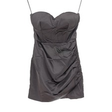 Black Satin Ruched Corset Mini Dress Sweetheart Neckline XL