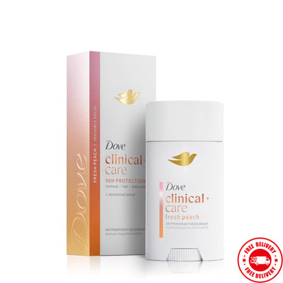 Dove Clinical Care Deodorant Invisible Solid Women Fresh Peach Serum 2.6 oz
