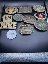 Vintage LOT OF 10 belt buckles All Brass