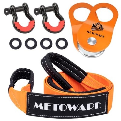  Offroad Recovery Kit - 10 Ton Snatch Block+ 8ft Tree Saver + D Ring Shackles