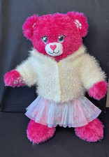 BUILD-A-BEAR 16 in. Pink Sparkly Plush BARBIE BEAR Wearing Tutu  Sparkly Jacket