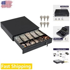 Heavy Duty Metal Cash Drawer 5 Bill 6 Coin Black 24V RJ11 Key Lock POS