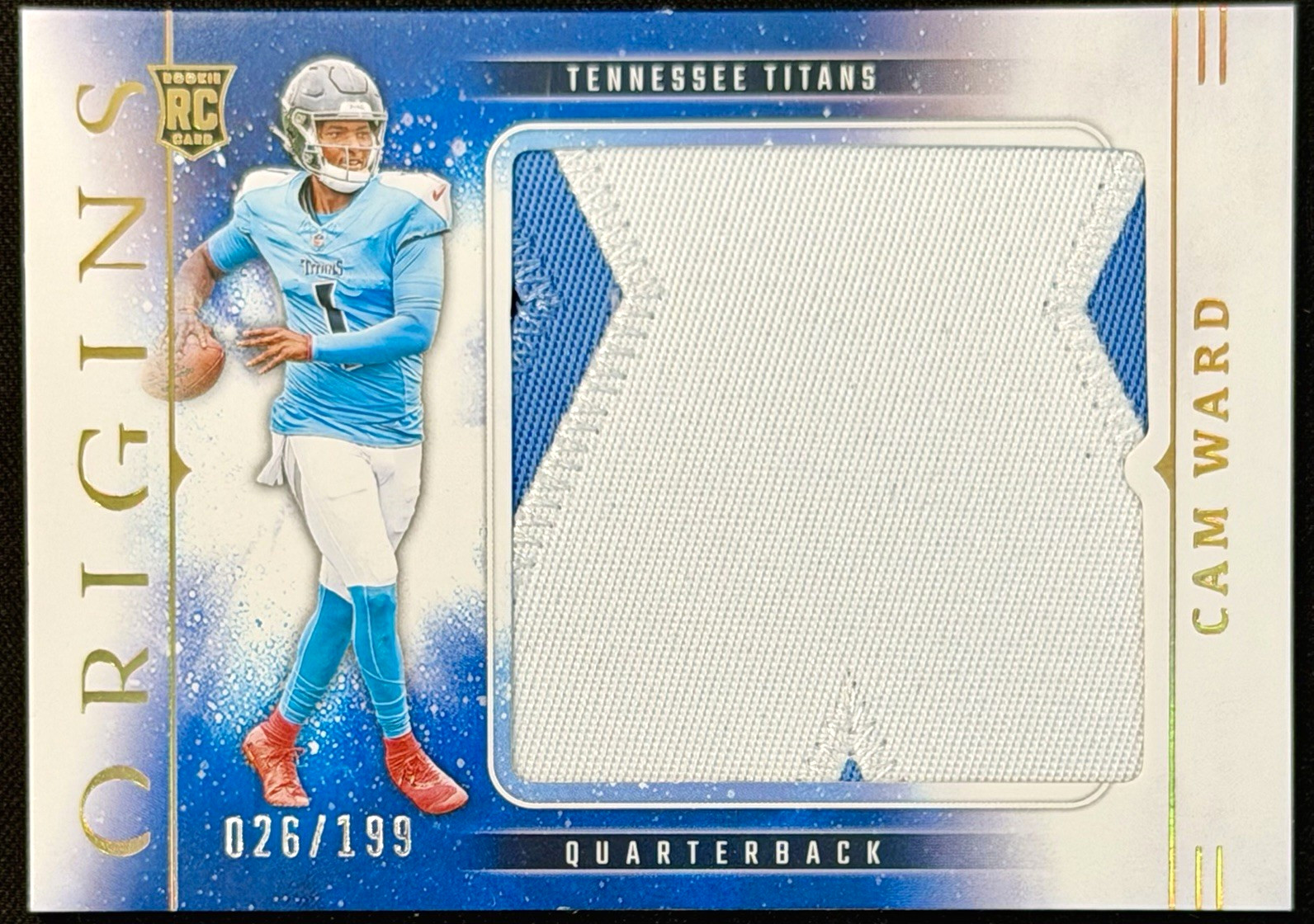 2025 Panini Origins Cam Ward Rookie Jumbo Patch /199 RC Titans 026/199