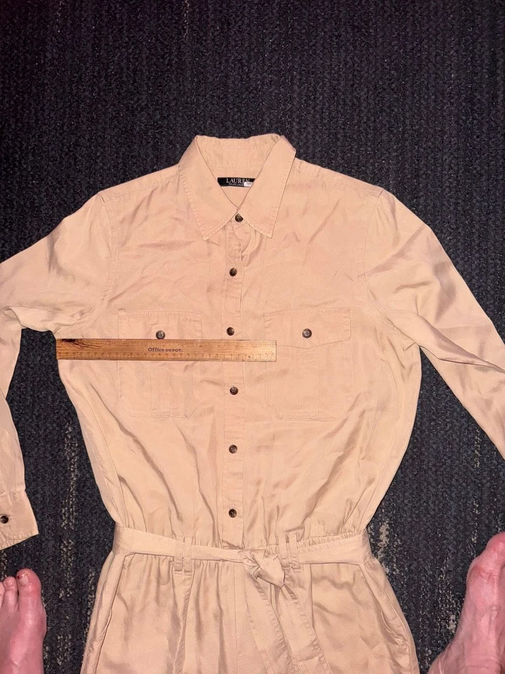 Mono vaquero caqui para mujer Lauren Ralph Lauren talla 6 informal safari minimalista Foto 4 de 4