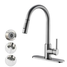 Brushed Nickel,Stainless Steel Kitchen Faucet,High Arc,with Pull Down Sprayer...