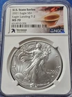 2021 $1 American Silver Eagle T2 NGC MS70 VERMONT State Series