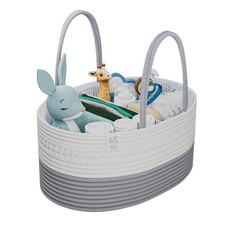 Kiddycare Woven Diaper Caddy Basket with Handle Lid Dividers for Baby Boy/Girl