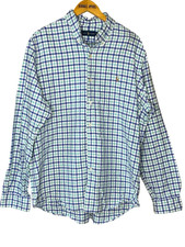Ralph Lauren XL Blue Green Button Down Shirt Plaid Long Sleeve