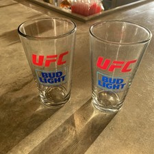 Bud Light UFC Official Beer Sponsor Pint Glasses (2) - NEW