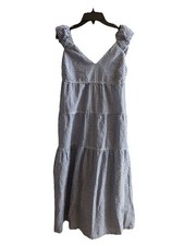 Old Navy Blue White Gingham Tiered Cap Sleeve Maxi Dress XS Petite