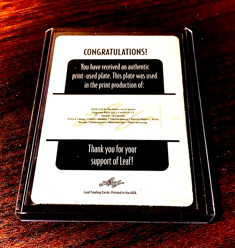 Placa de impressão Kobe Bryant 1/1 Iverson Pippen Barkley Carter TMac basquete MVP - Imagem 4 de 4