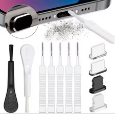 Cell Phone Charging Port Dust Plug with Cleaning Brush for IPhone Samsung