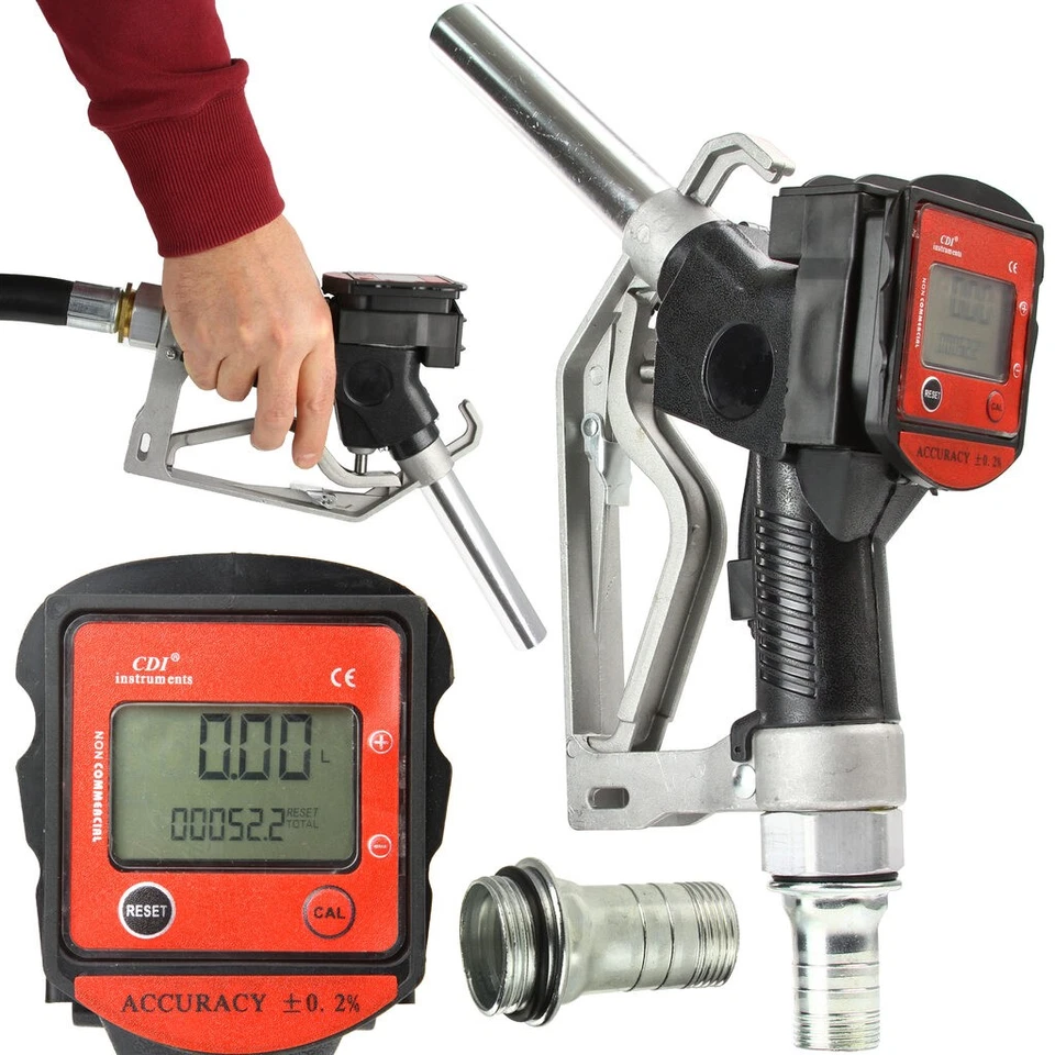 MAR-POL Tankpistole Zapfpistole Mit LCD Durchflusszähler Kraftstoff Schwarz