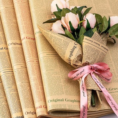 10Sheets English Newspaper Kraft Paper For Gifts Packaging Flower Wrapping Paper