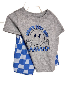 Boys Baby Infant 0-3 Months Garanimals Blue Shorts Set Mom's Best Boy Shorts Set