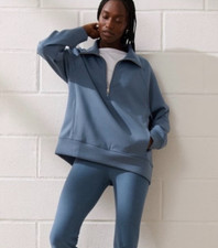 Abercrombie & Fitch YPB neoKNIT half-zip women's cornflower blue XXS