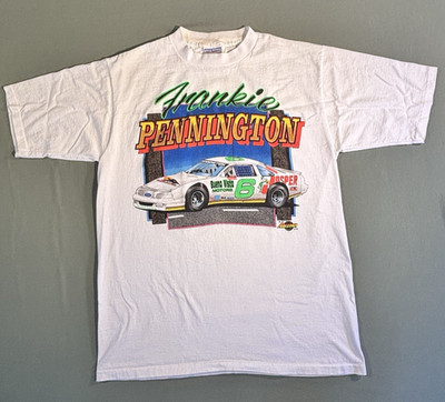 Vintage Frankie Pennington #6 T-Shirt Mens L White 1993 Nascar Racing USA HTF
