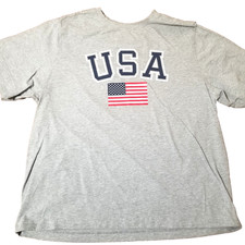 Members Mark USA Shirt Men XXL Gray American Flag Patriotic Americana Tee