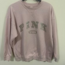 PINK Victoria's Secret Metallic Logo Lilac Crewneck Sweatshirt