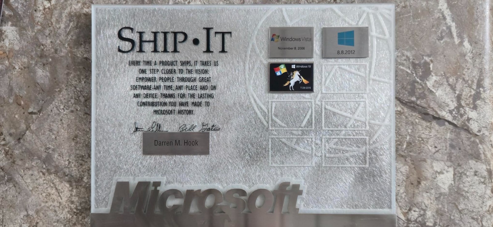 Rare Microsoft Ship It Official Employee Plaque Vista Windows 8 10 Ninja Cat