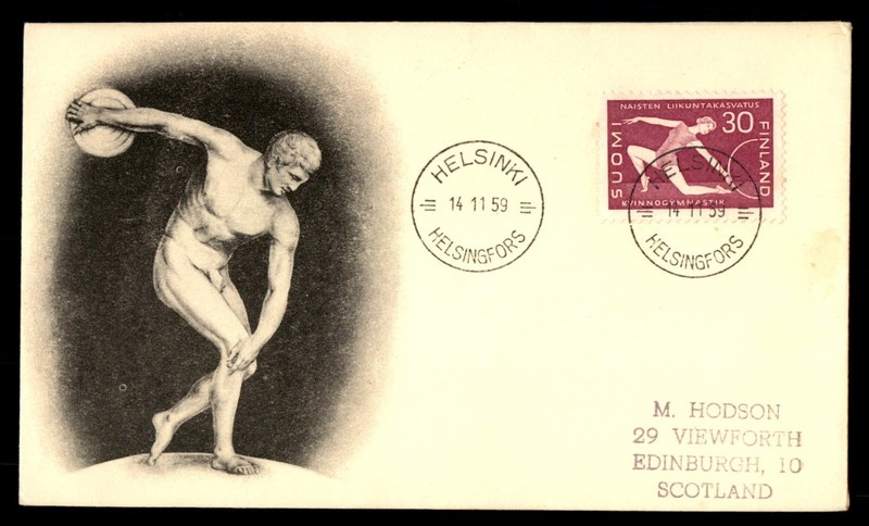 Mayfairstamps Finland FDC 1959 Gymnast Discus Throw Sculpture First Day Cover aa