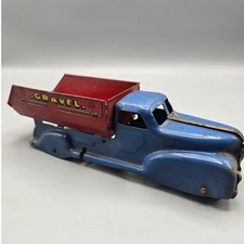 Vintage 1930s/40s Pressed Steel Blue Red Dump Truck Old Metal Toy Wyandotte