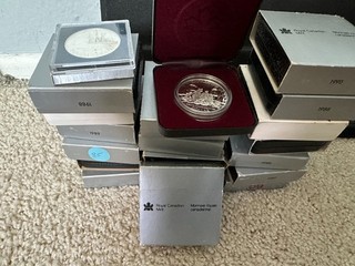 1979 1990 CANADIAN MINT PROOF SILVER DOLLARS IN CASES 21 COIN LOT