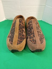 Easy Spirit Shoes Womens Size 7M Brown Leopard TravelTime Slip-on Comfort Mule