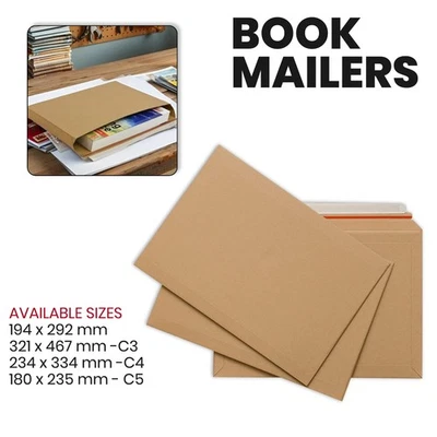 RV PACKAGING BROWN CARDBOARD ENVELOPES BOOK MAILERS HIGH QUALITY MAILER SELF SEAL 400GSM UK