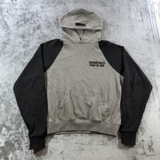 Fear Of God Essentials Hoodie Youth 12 Gray Black Colorblock Fleece Pullover