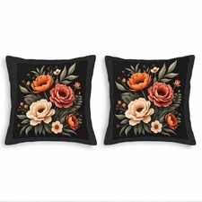 Elegant Floral Throw Pillow Covers Set of 2 18x18in Decorative Cushion Cases