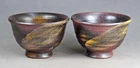 Tokoname Hand-made Two Teacups set by Hokujo, #100 : D85*H55mm, 130ml