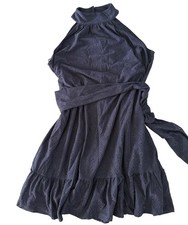 MICHAEL Michael Kors Women's Eyelet Mock-Neck Mini Dress (XL, Midnight Blue)