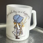 Holly Hobbie Federal Milk Glass Mug Cup American Greeting Corp 1972  Vintage