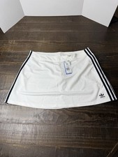 Adidas Original 3 Stripe Mini Skirt Womens Size XL White New JD0284