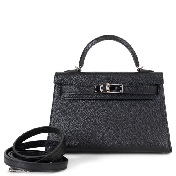 73280 authentische HERMES schwarze Epsom Leder Mini Kelly 20 Verkäufer Tasche